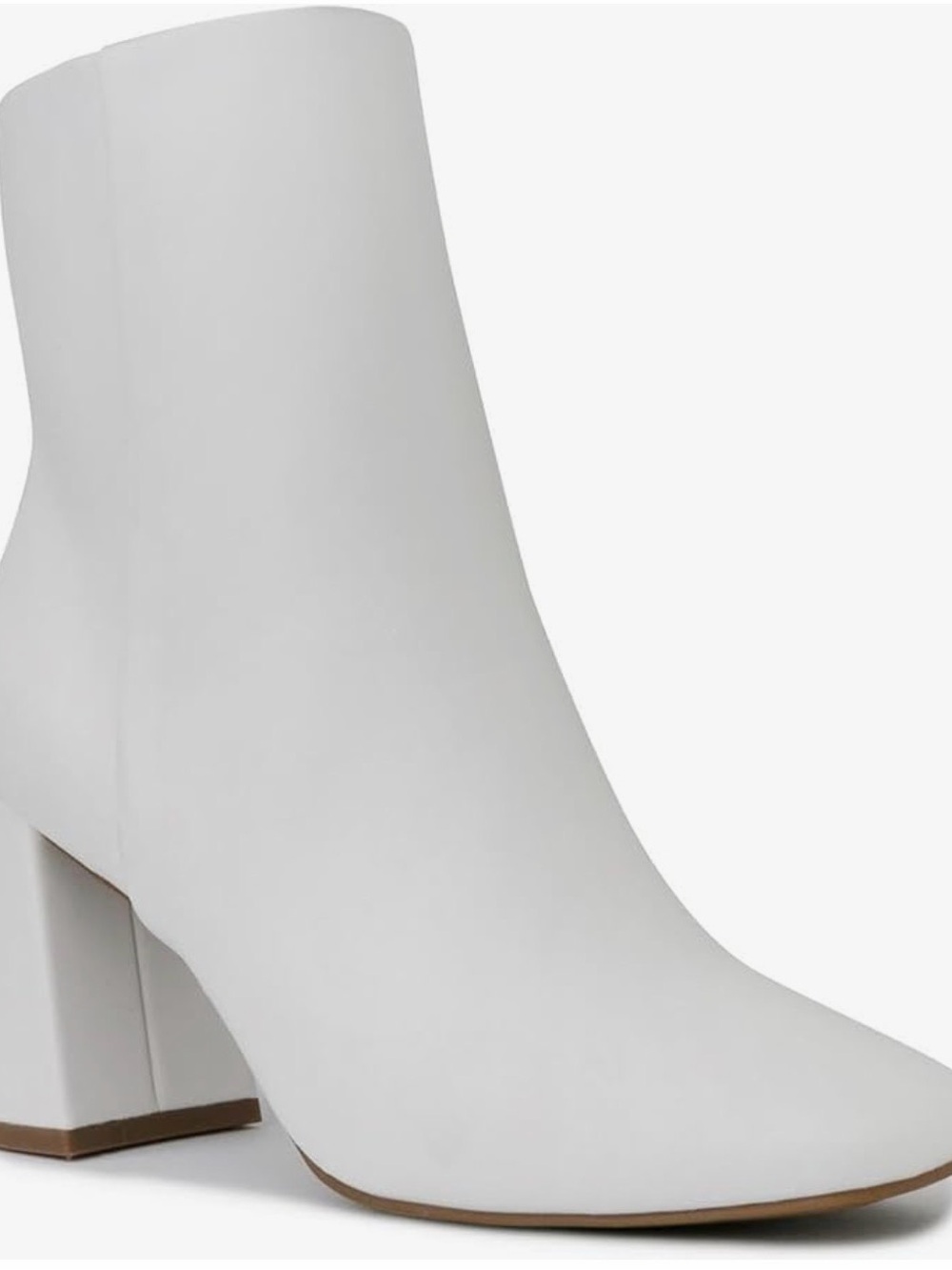 Sugar White Square Toe Block Heel Ankle Boots